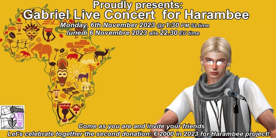 Gabriel will perform live in a concert to support the Harambee initiative