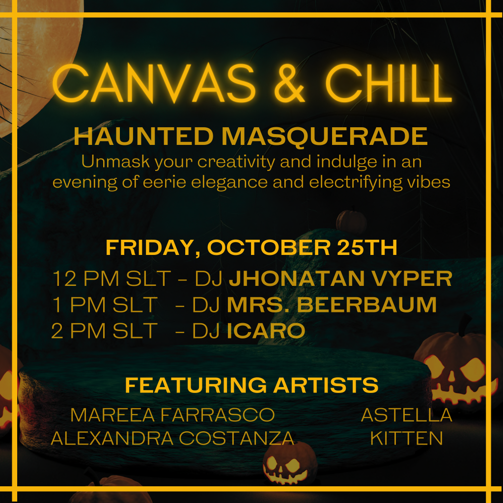 Step Into the Enchantment of the Haunted Masquerade - 10th Art Showcase @Artsville 1 CANVAS & CHILL – Haunted Masquerade Poster