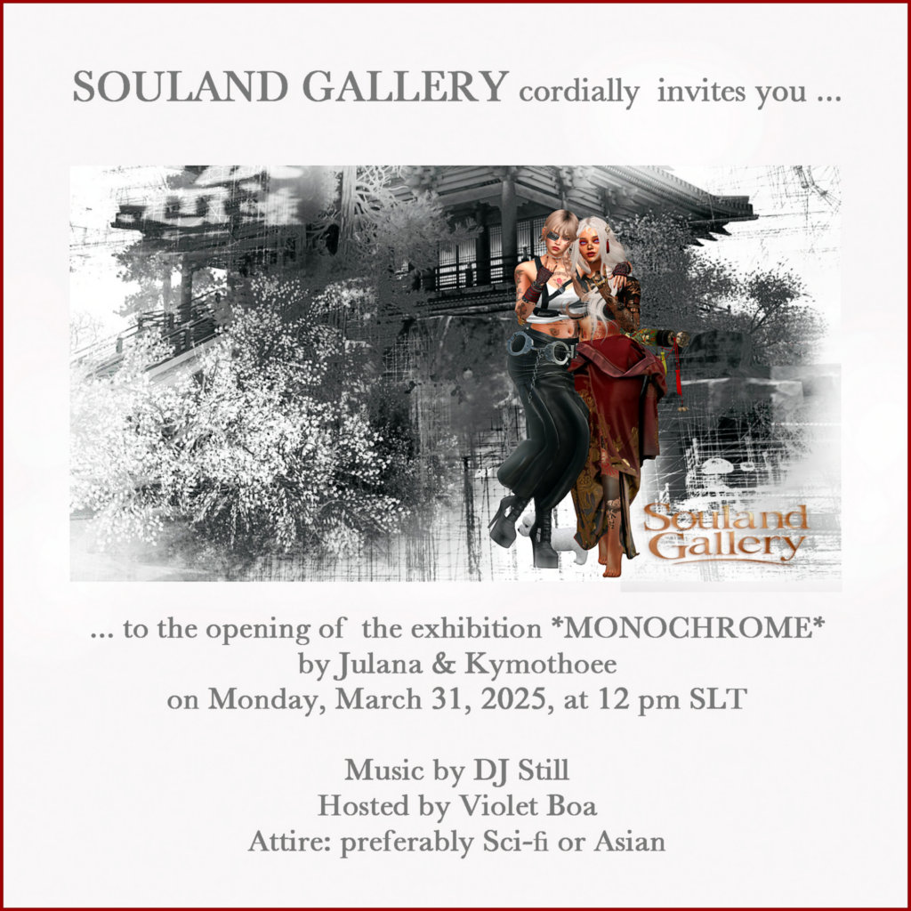 Get ready to dive into MONOCHROME Art Exhibition: A Journey Through Light, Shadow and Futurism! 1 Invitation to MONOCHROME julana Kymothoee SOULAND GALLERY