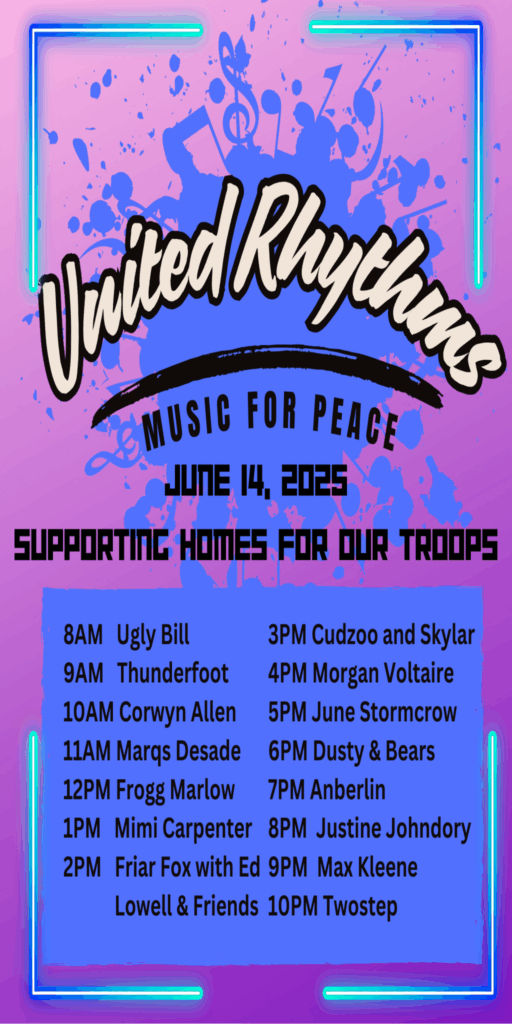 ✨ Experience United Rhythms: Music for Peace - An ALL-DAY Musical Marathon for Homes for Our Troops! ✨ 1 Music for Peace June 14th 2025